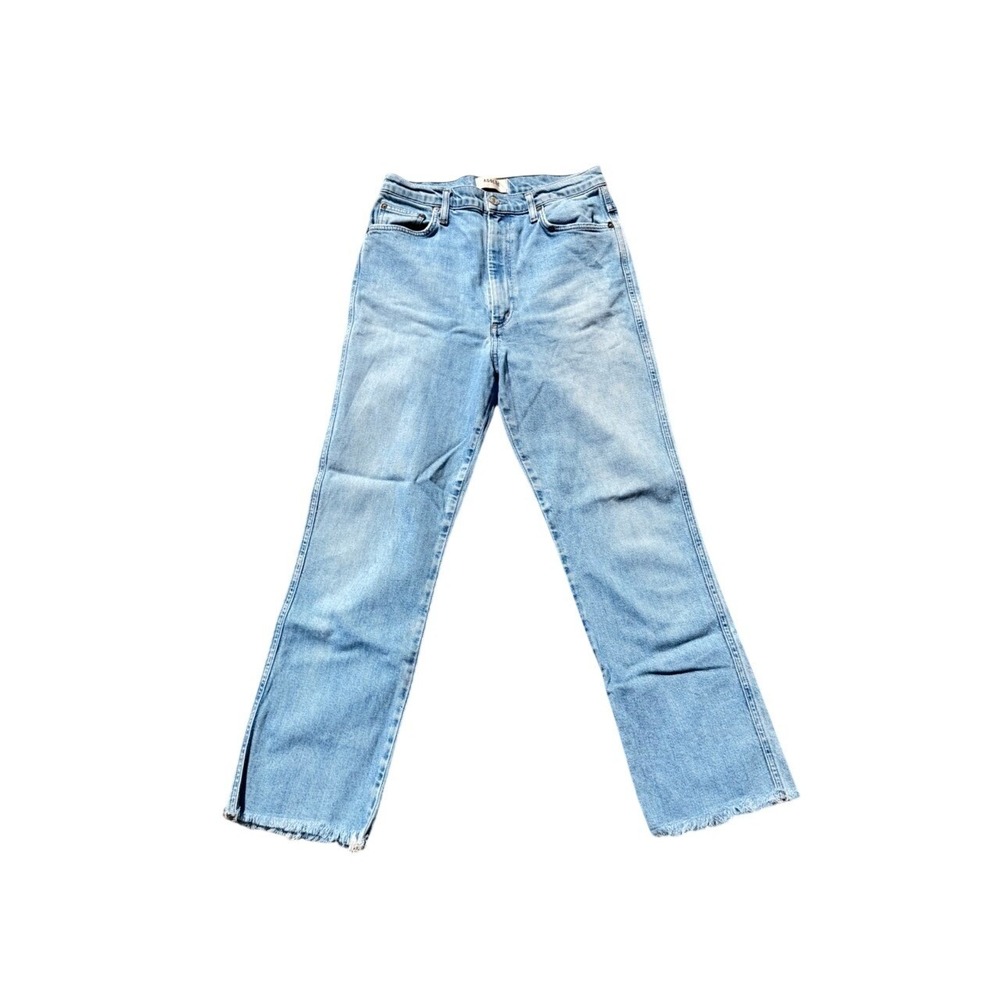 Agolde Los Angeles Womens High Rise Relaxed Straight Leg Raw Hem Jeans Blue 30